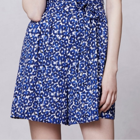 🦋 Leifnotes Anthro Sweetheart neckline Blue Floral Romper size 0 - Picture 7 of 7